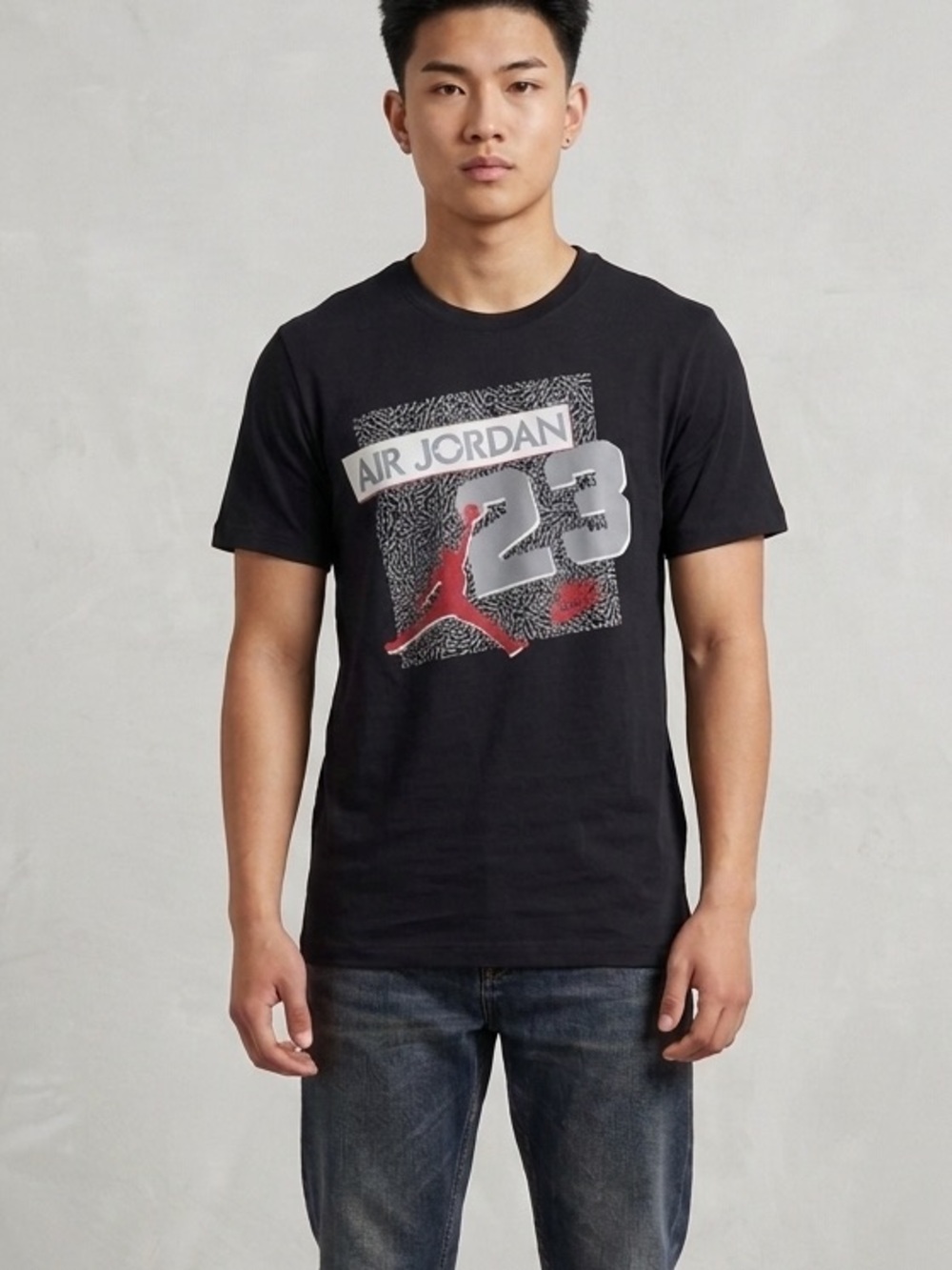 Jordan Black Short Sleeve Graphic Tee Red White organic cotton medium mens soft